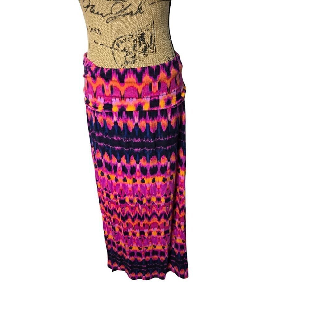 Cynthia Rowley Neon Hot Pink Tie Dye Maxi Skirt Large